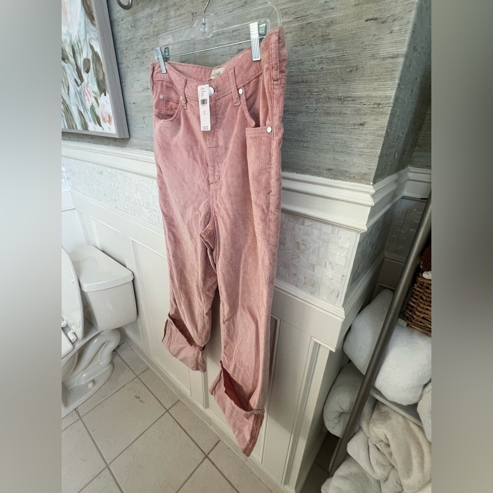 NWT new 31 Anthropologie pilcro Scotty corduroy cuffed pants straight leg pink - Picture 9 of 16